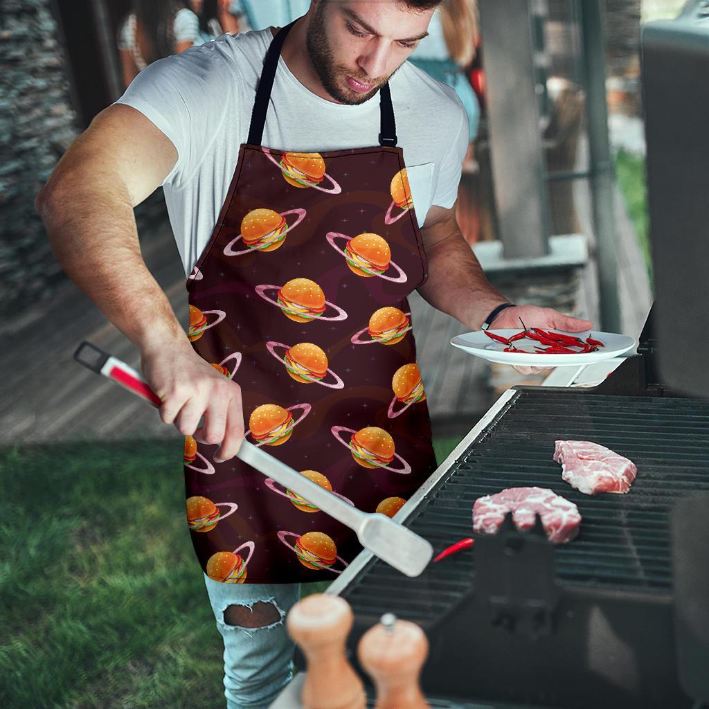 Hamburger Planet Pattern Print Men's Apron-grizzshop