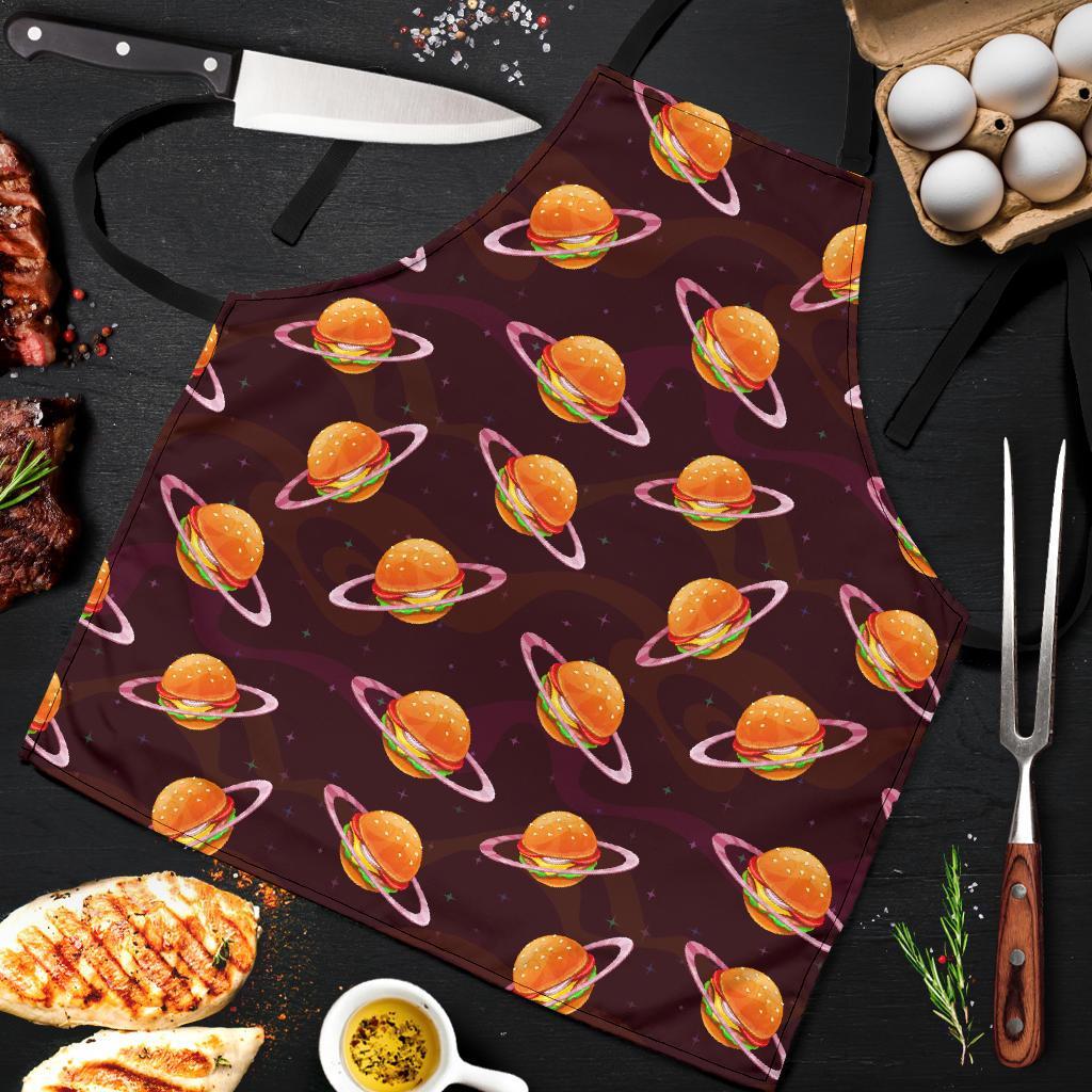 Hamburger Planet Pattern Print Men's Apron-grizzshop