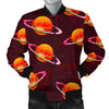 Hamburger Planet Pattern Print Men's Bomber Jacket-grizzshop