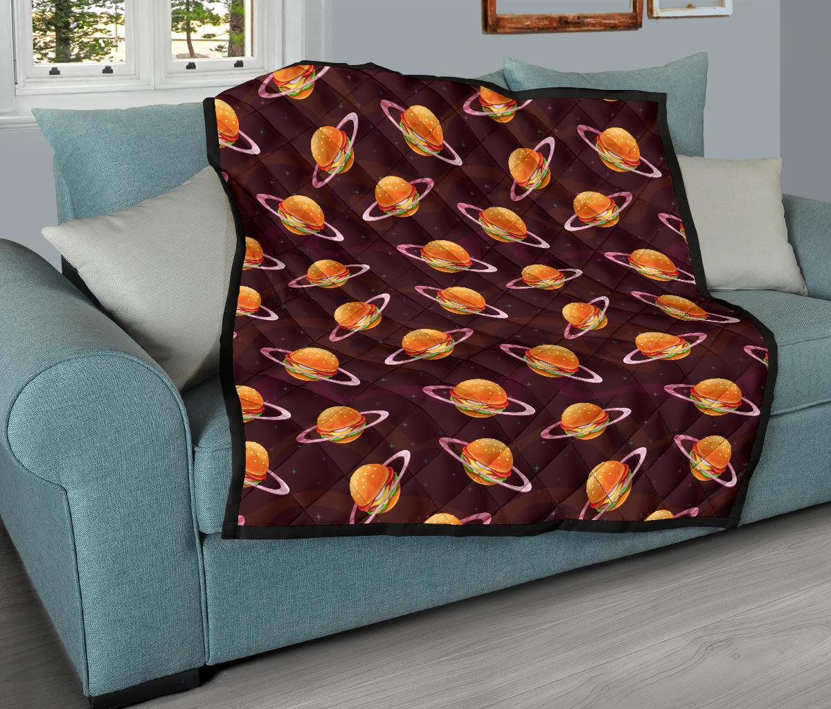 Hamburger Planet Pattern Print Quilt-grizzshop