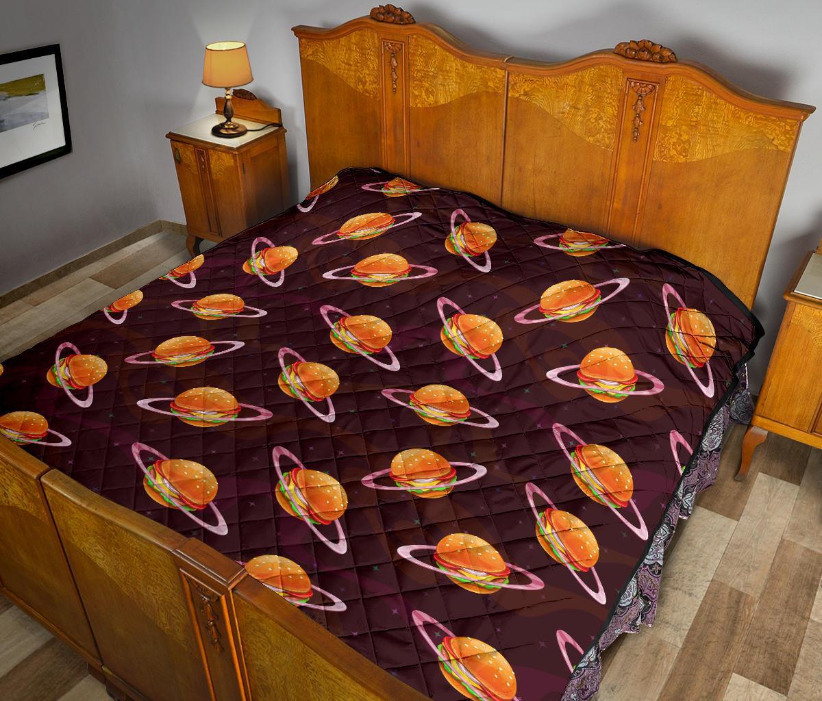 Hamburger Planet Pattern Print Quilt-grizzshop