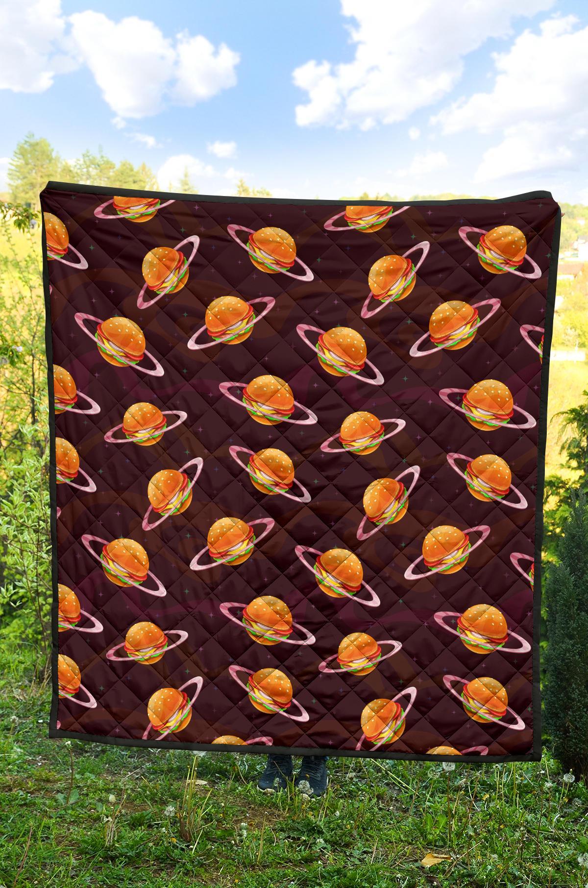 Hamburger Planet Pattern Print Quilt-grizzshop