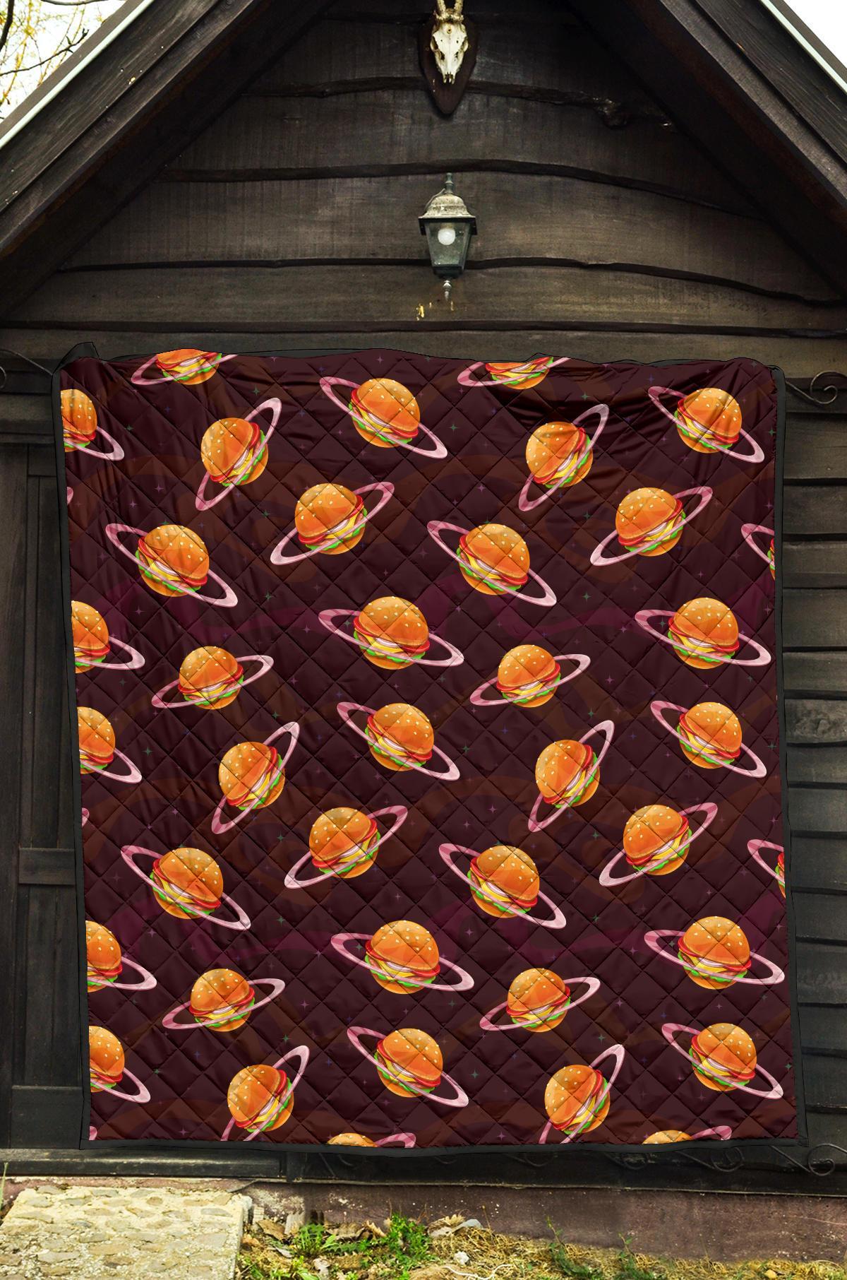 Hamburger Planet Pattern Print Quilt-grizzshop