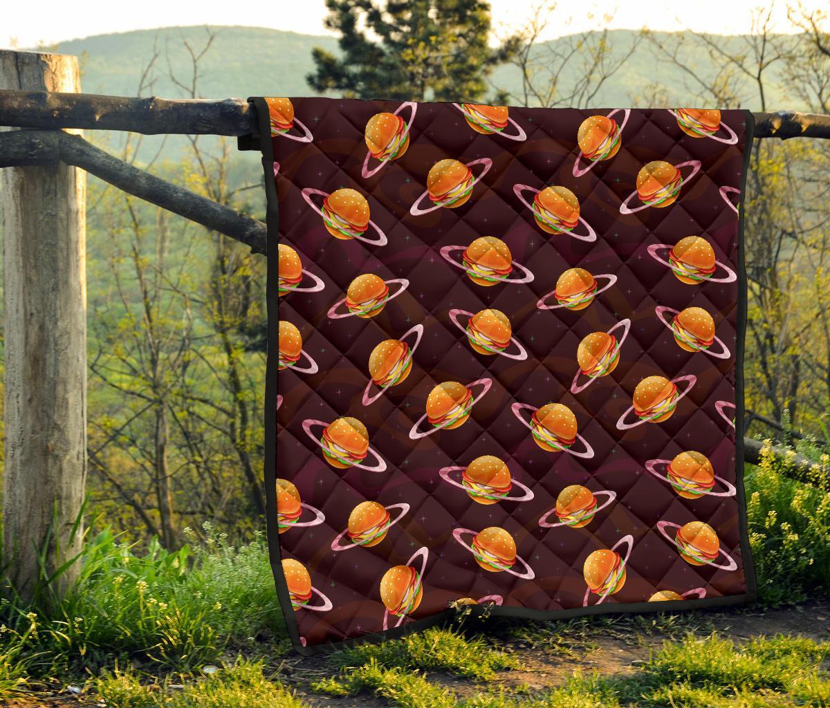 Hamburger Planet Pattern Print Quilt-grizzshop