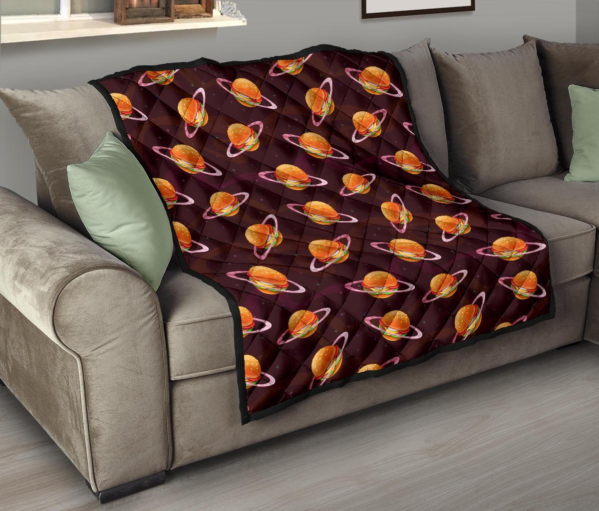 Hamburger Planet Pattern Print Quilt-grizzshop