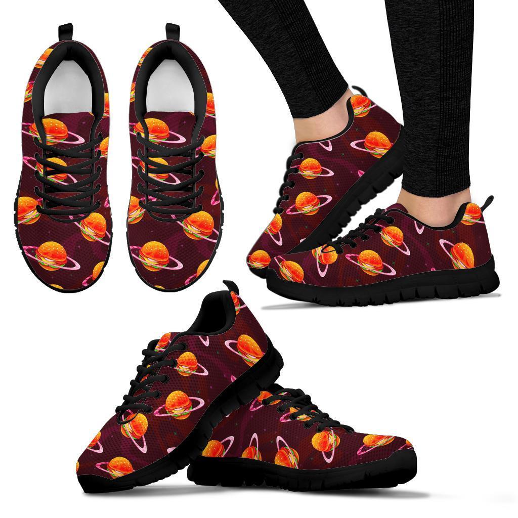 Hamburger Planet Pattern Print Sneaker Shoes For Men Women-grizzshop