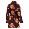 Hamburger Planet Pattern Print Women Long Robe-grizzshop