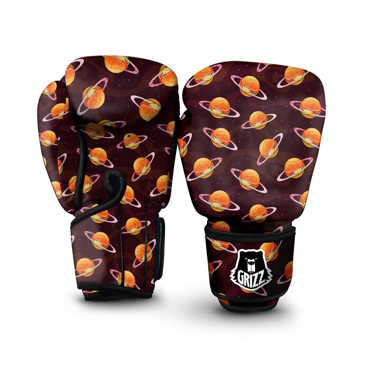 Hamburger Planet Print Pattern Boxing Gloves-grizzshop