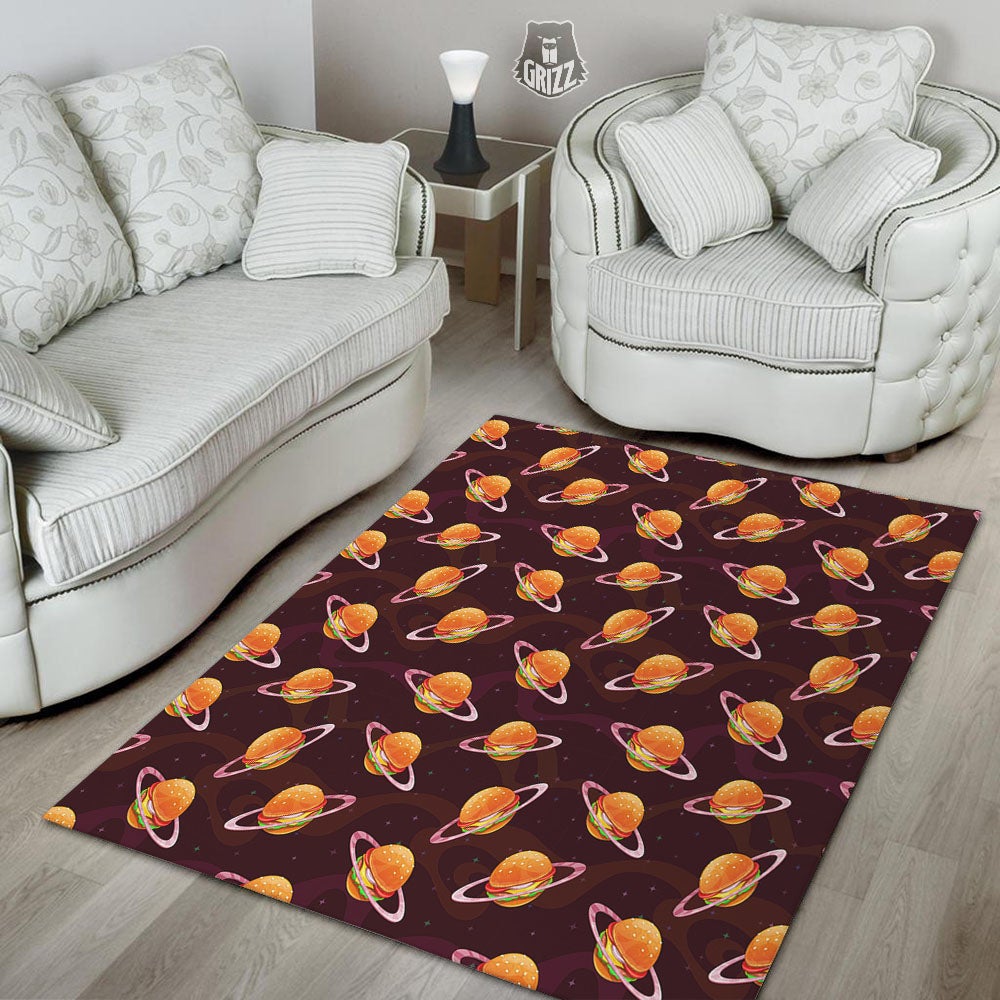 Hamburger Planet Print Pattern Floor Mat-grizzshop