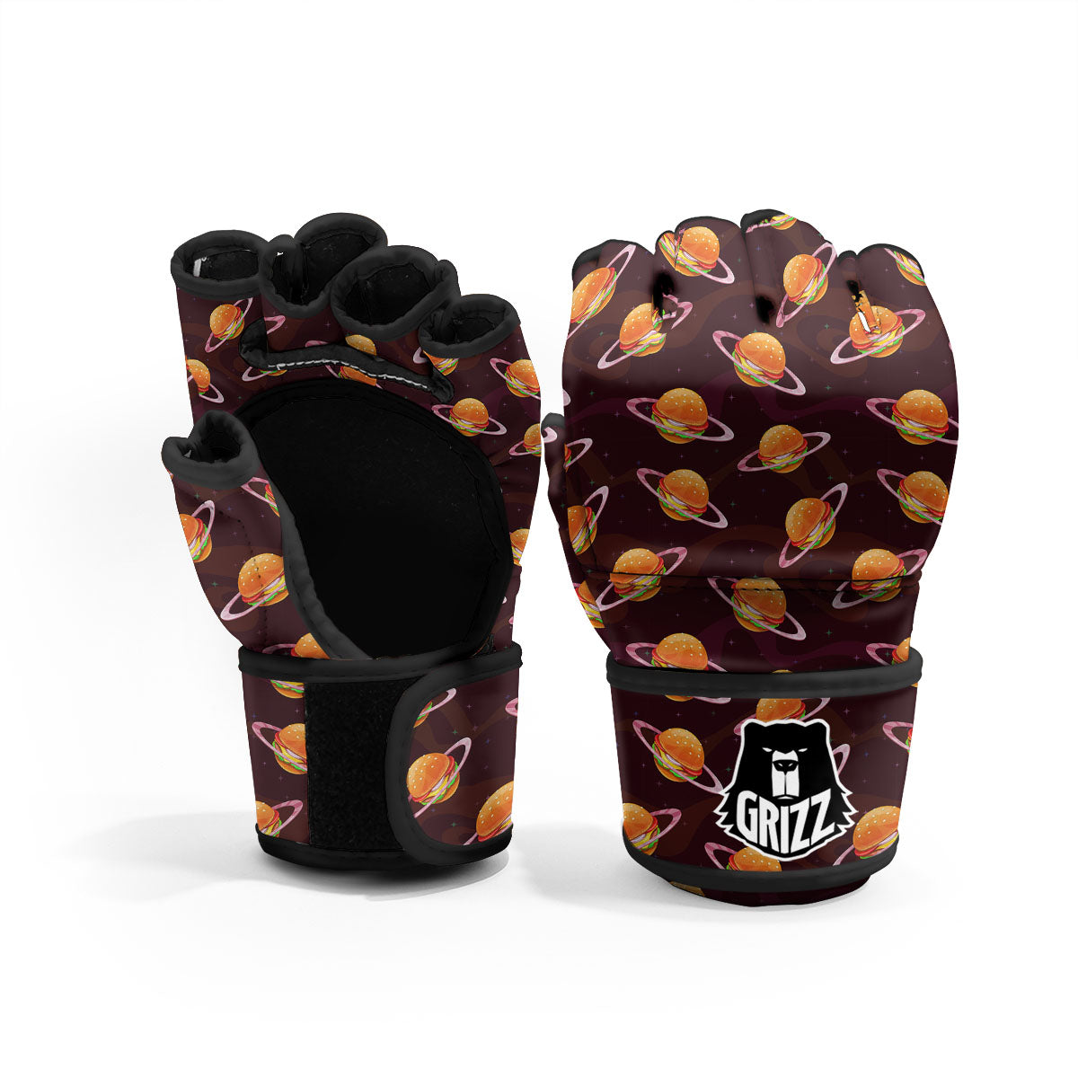 Hamburger Planet Print Pattern MMA Gloves-grizzshop