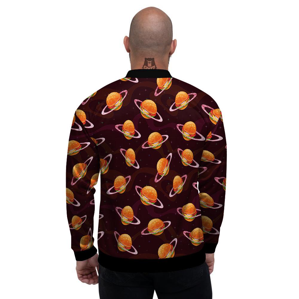 Hamburger Planet Print Pattern Men's Bomber Jacket-grizzshop