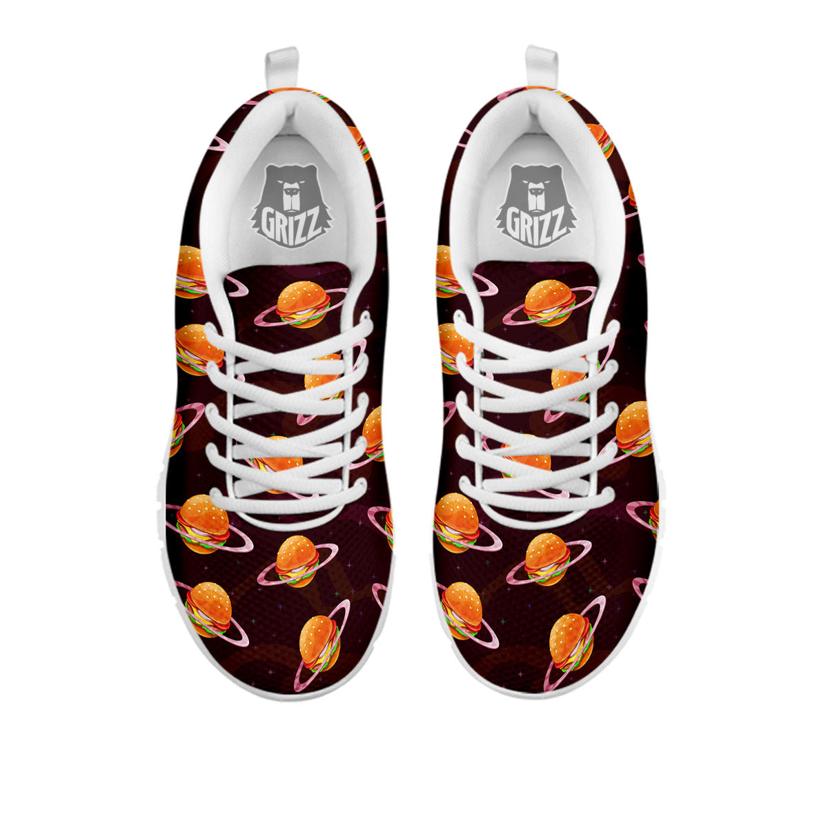 Hamburger Planet Print Pattern White Sneaker-grizzshop