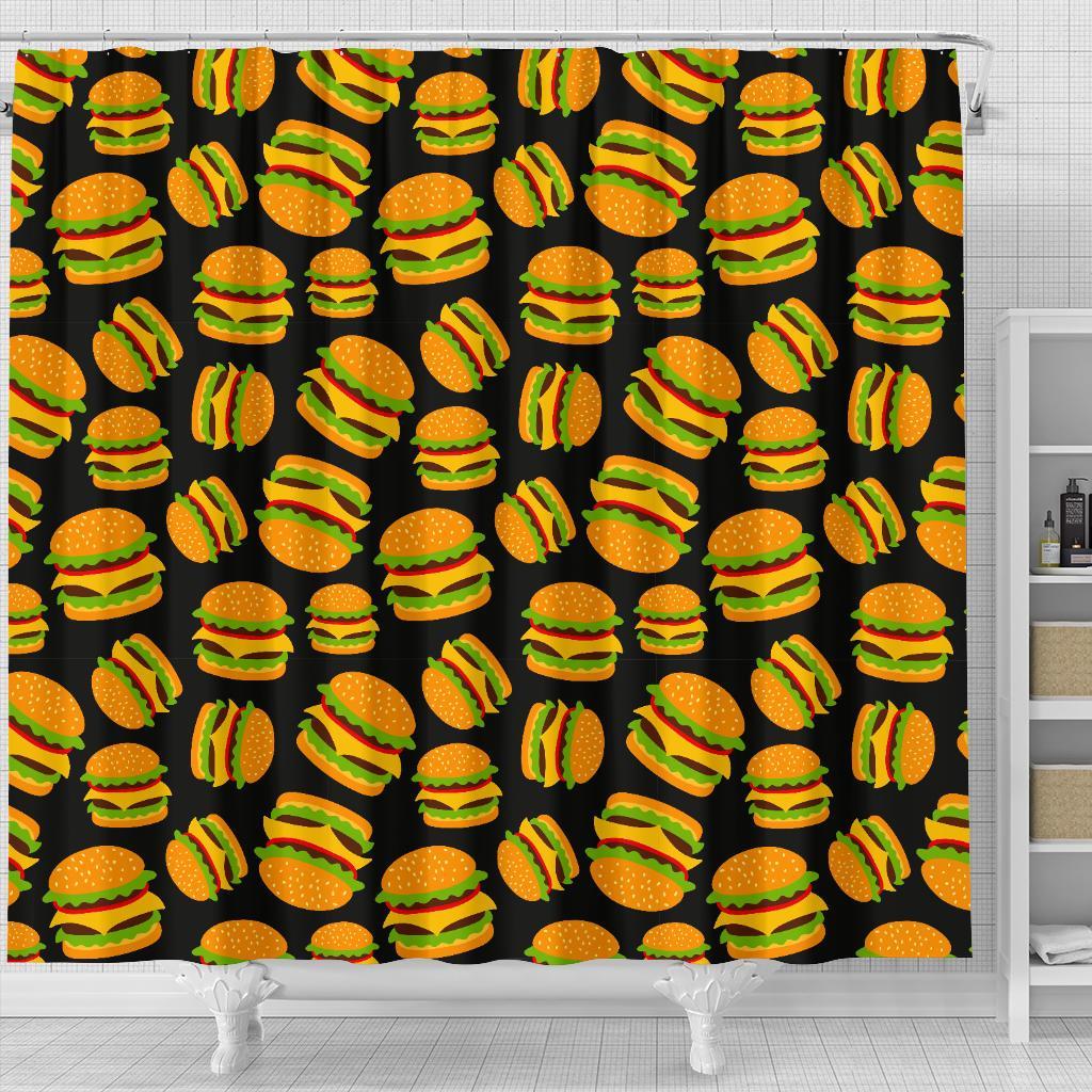 Hamburger Print Pattern Bathroom Shower Curtain-grizzshop