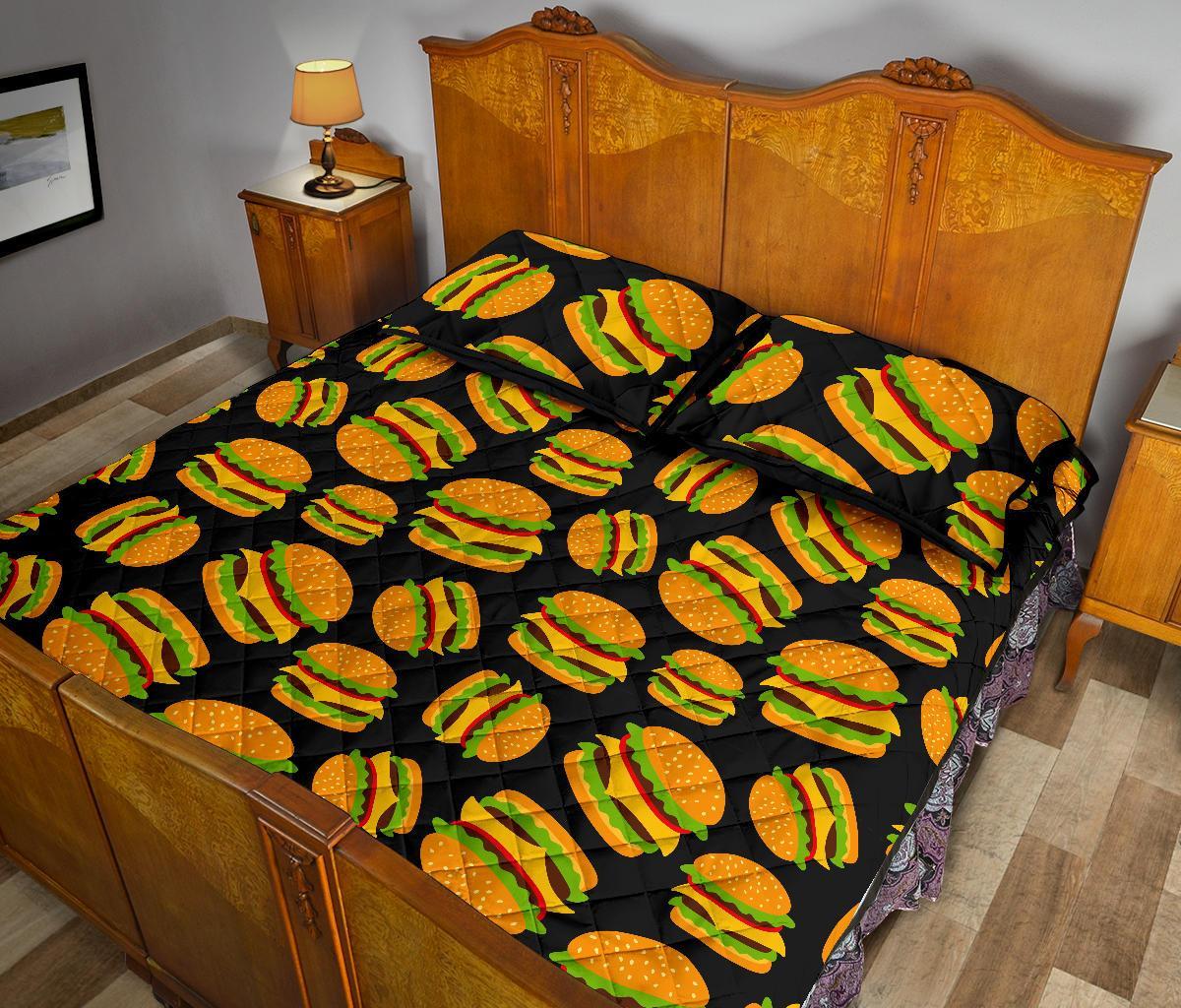 Hamburger Print Pattern Bed Set Quilt-grizzshop