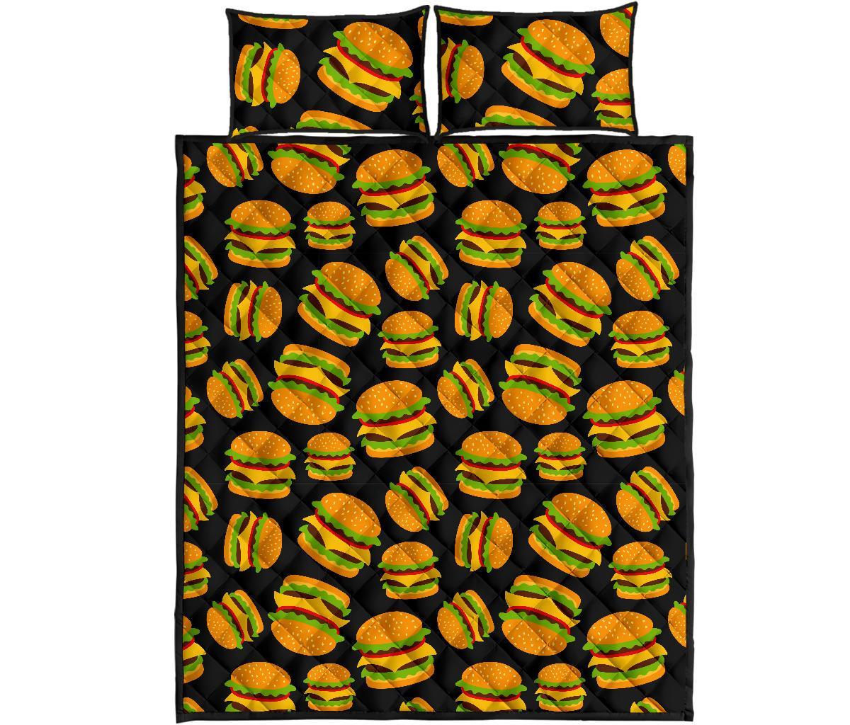 Hamburger Print Pattern Bed Set Quilt-grizzshop