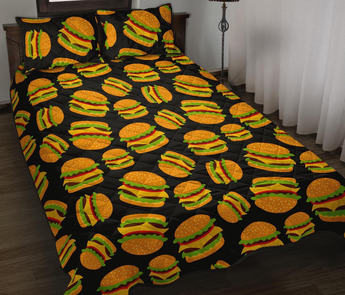 Hamburger Print Pattern Bed Set Quilt-grizzshop