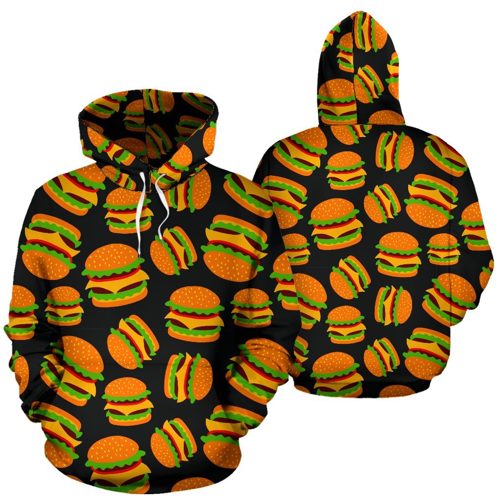 Hamburger Print Pattern Men Women Pullover Hoodie-grizzshop