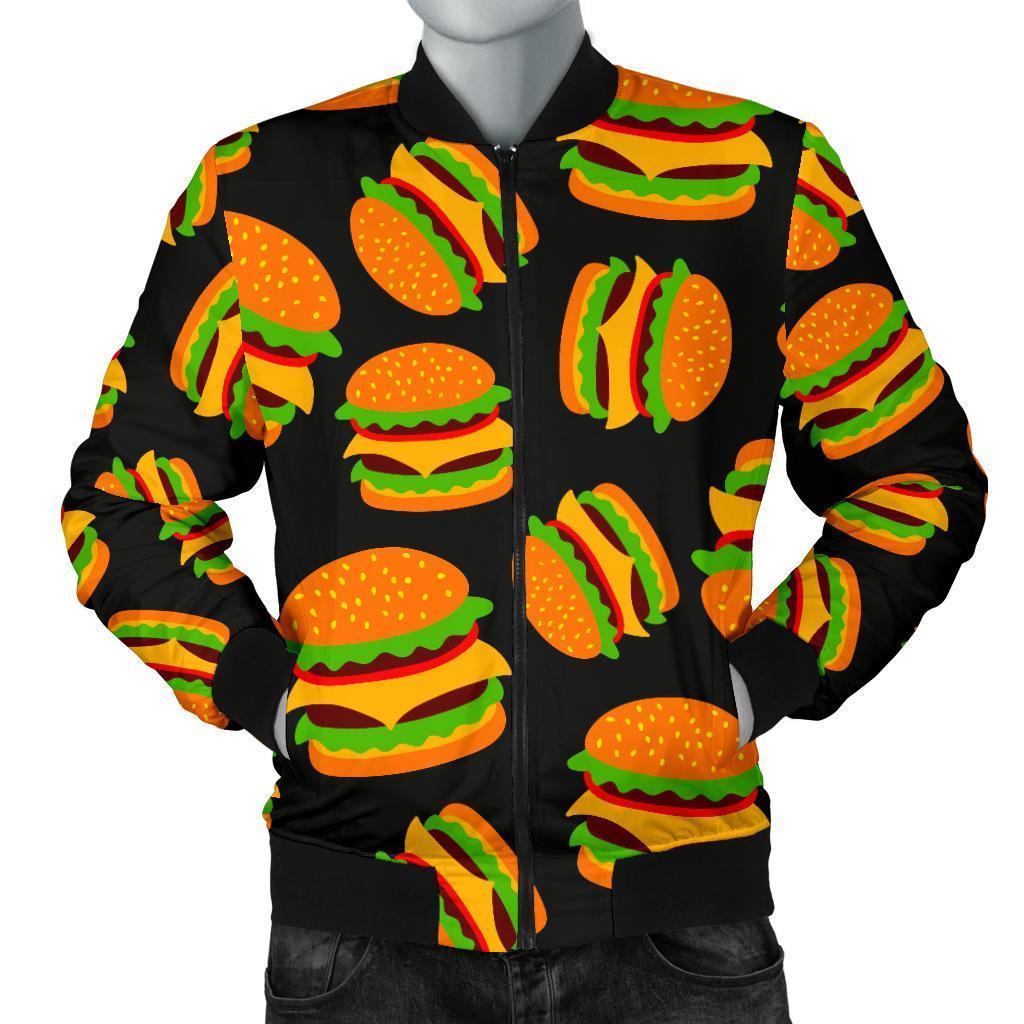 Hamburger Print Pattern Men's Bomber Jacket-grizzshop