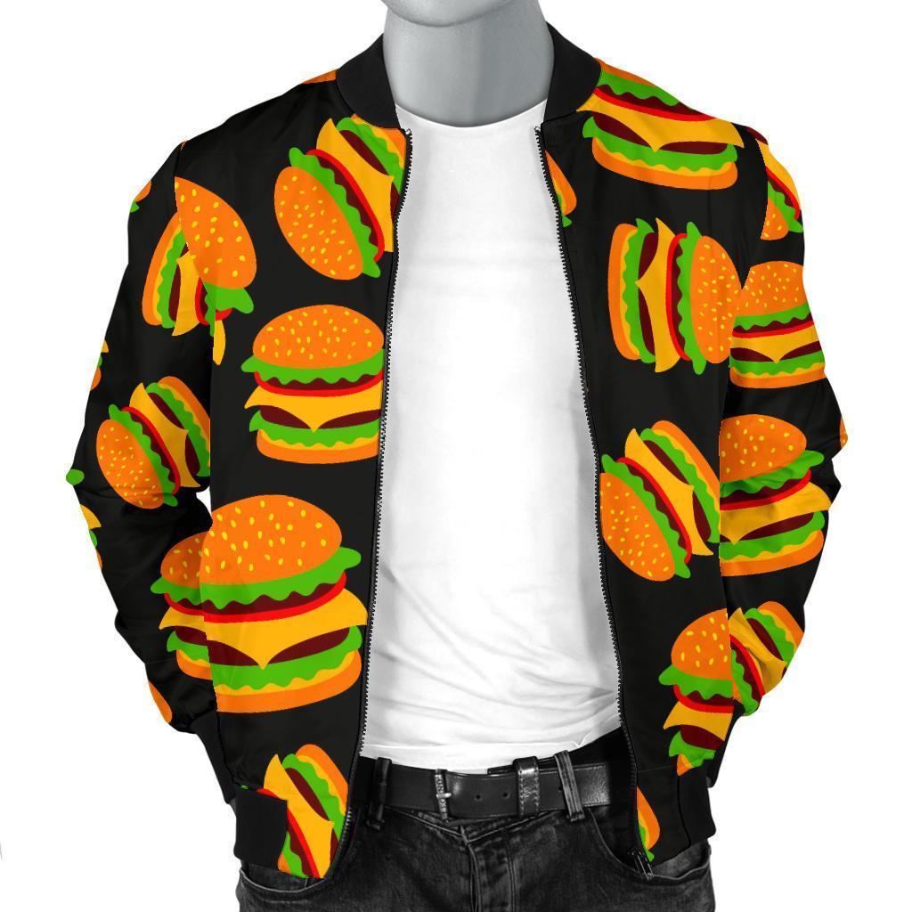 Hamburger Print Pattern Men's Bomber Jacket-grizzshop