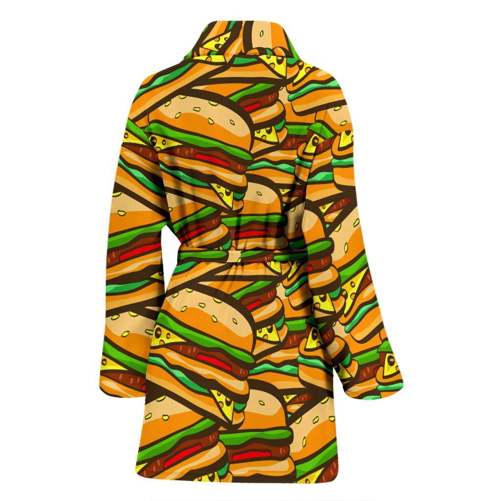 Hamburger Print Pattern Women Long Robe-grizzshop