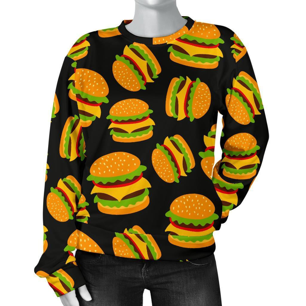 Hamburger Print Pattern Women's Sweatshirt-grizzshop