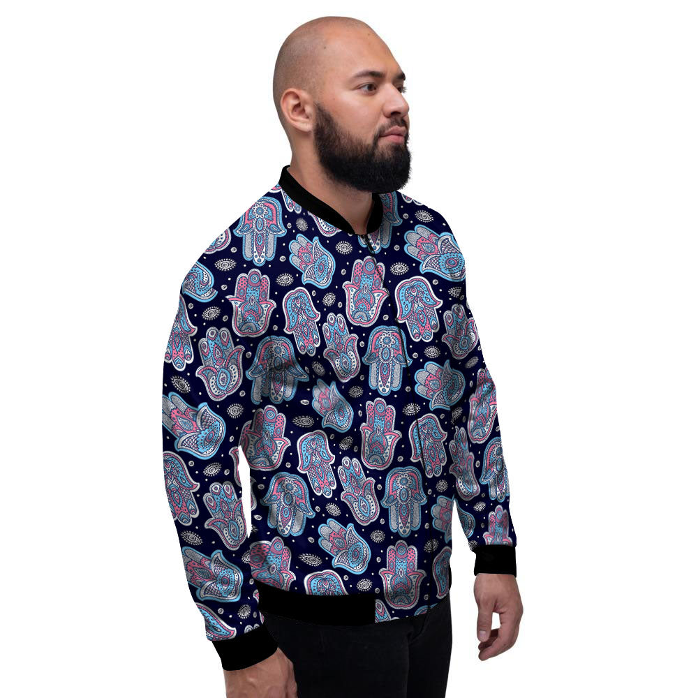 Hamsa Boho Print Pattern Men's Bomber Jacket-grizzshop