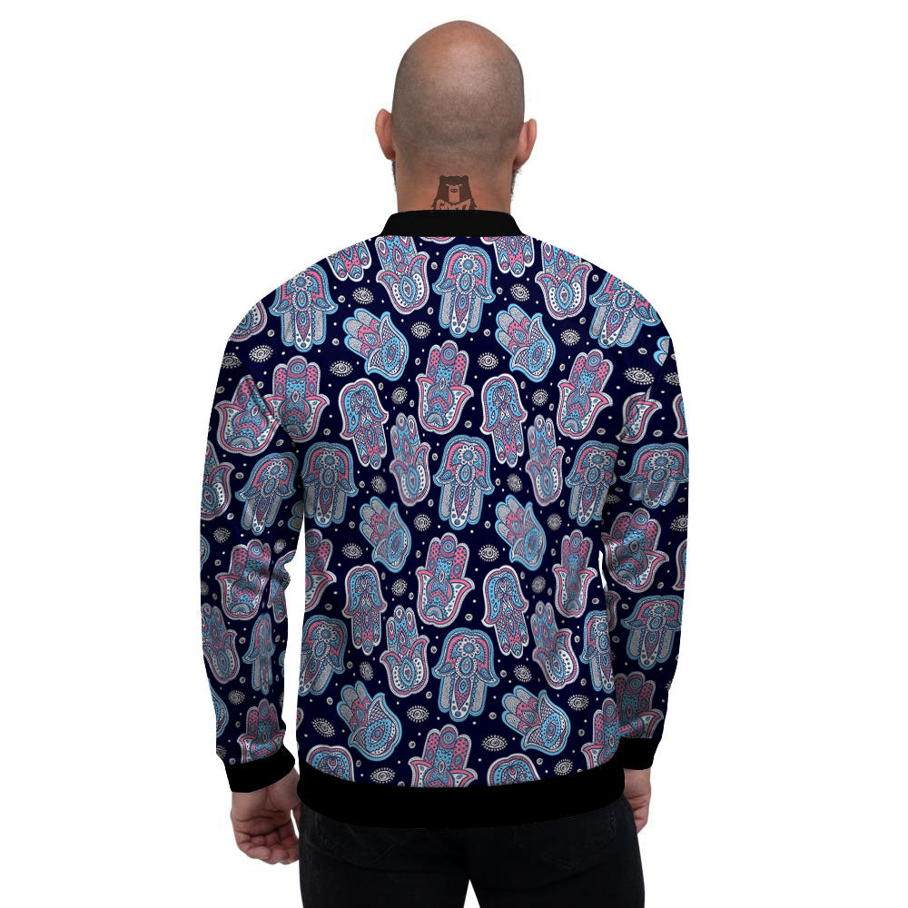Hamsa Boho Print Pattern Men's Bomber Jacket-grizzshop