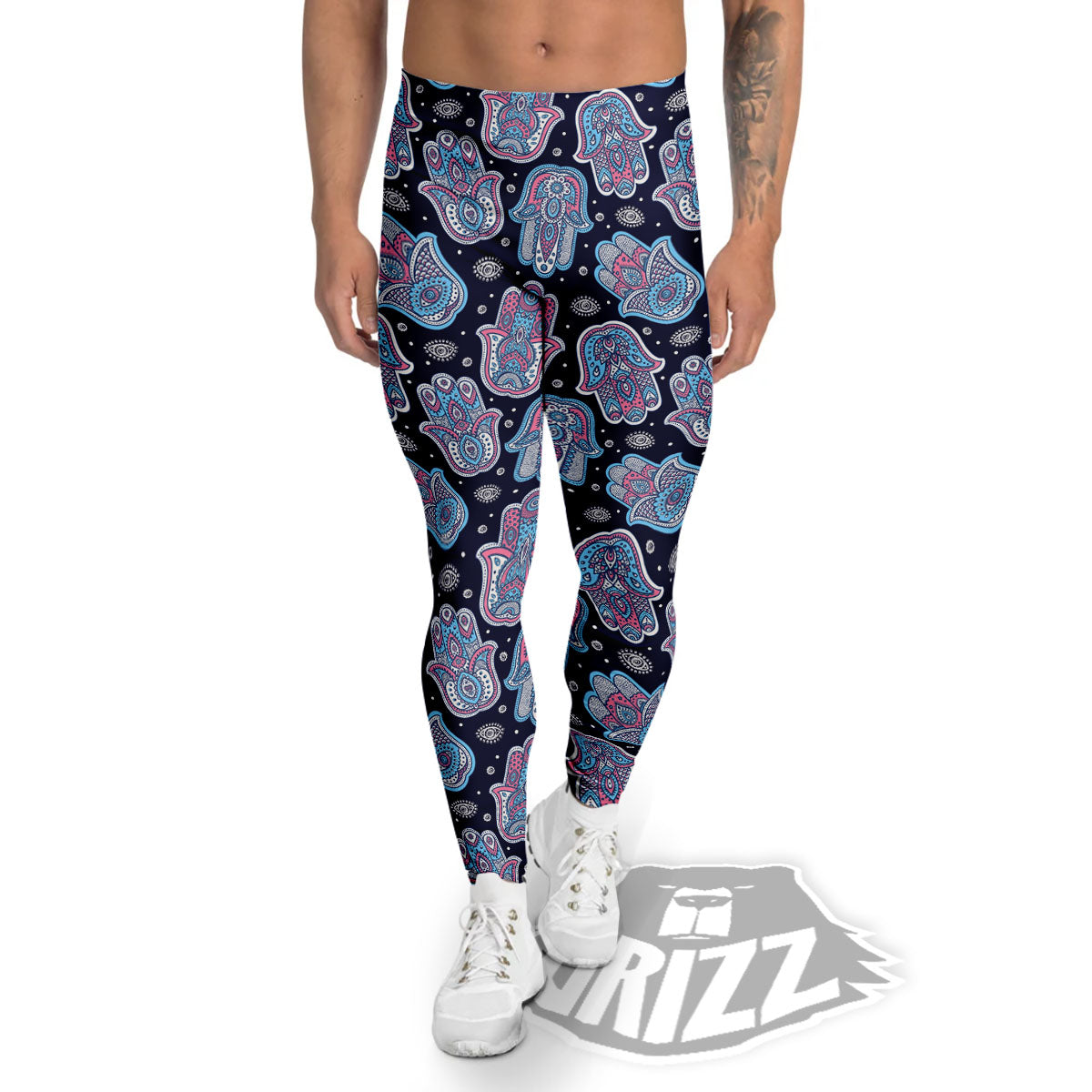 Hamsa Boho Print Pattern Men's Leggings-grizzshop