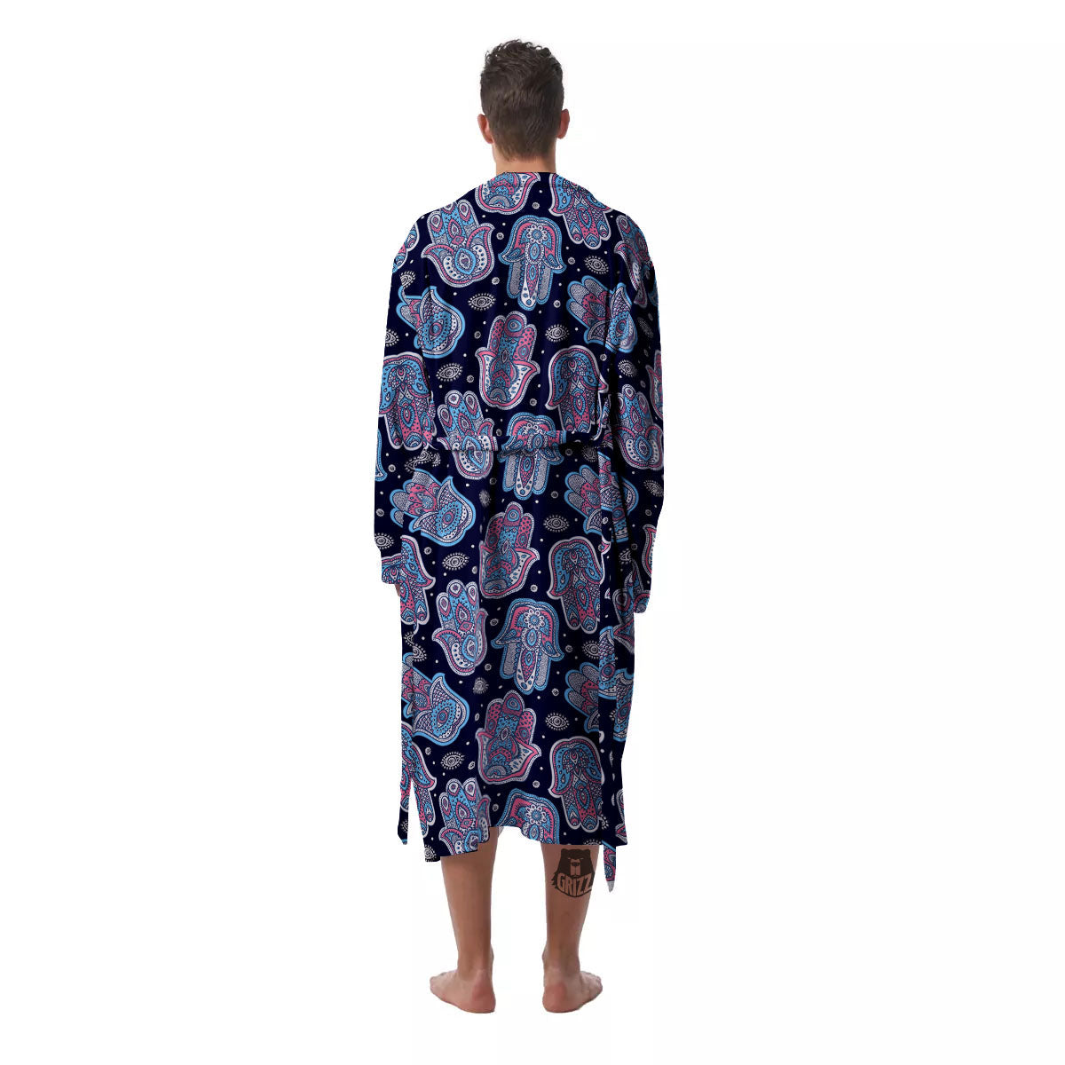 Hamsa Boho Print Pattern Men's Robe-grizzshop