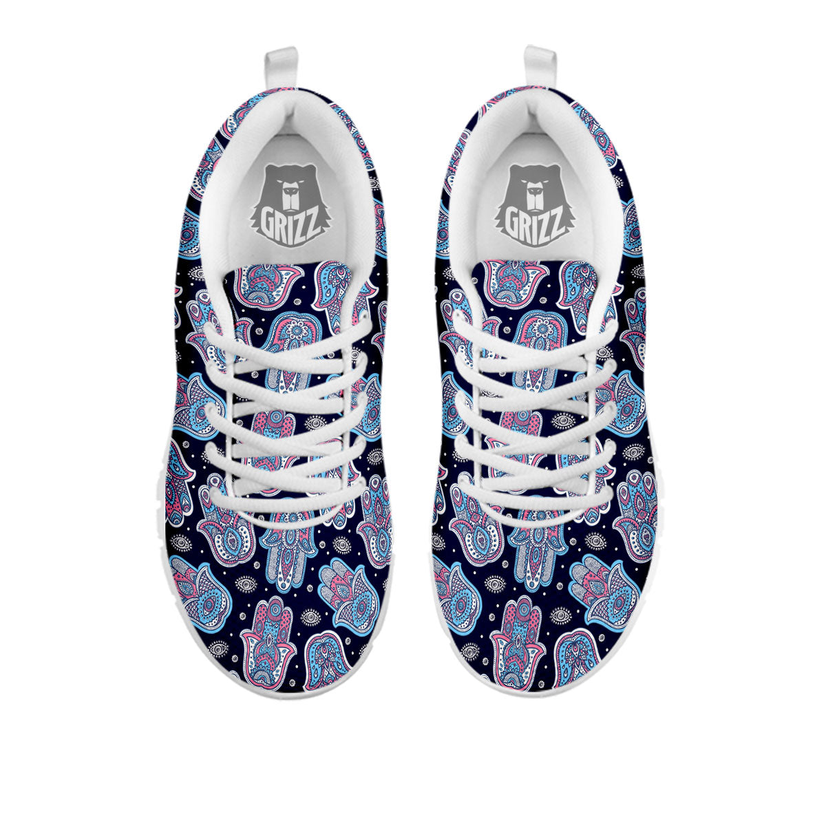 Hamsa Boho Print Pattern White Sneaker-grizzshop