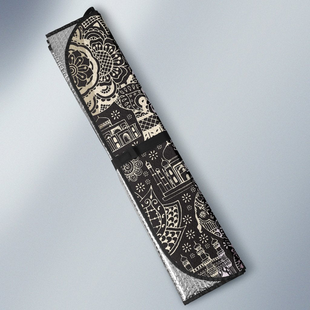 Hamsa Elephant Mandala Print Car Sun Shade-grizzshop