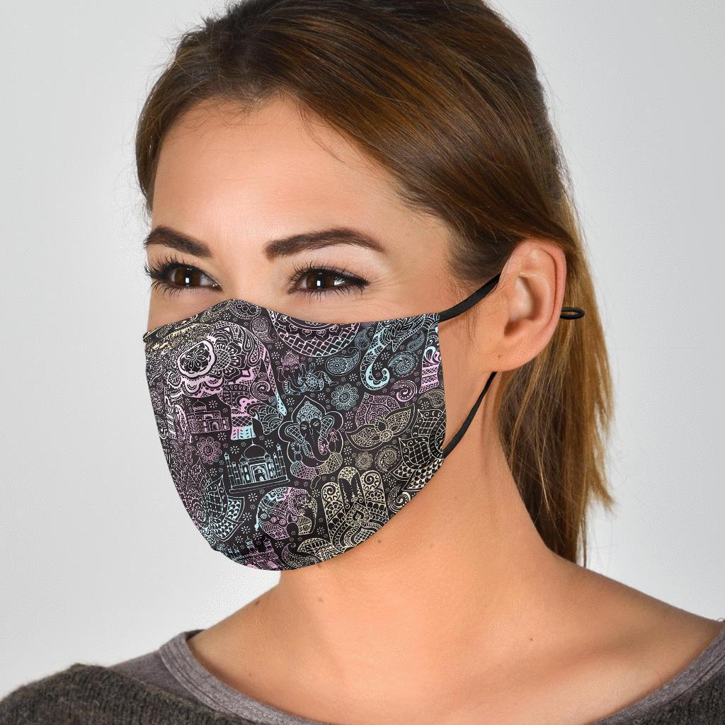 Hamsa Elephant Mandala Print Face Mask-grizzshop