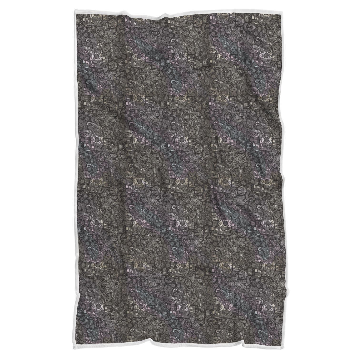 Hamsa Elephant Mandala Print Throw Blanket-grizzshop