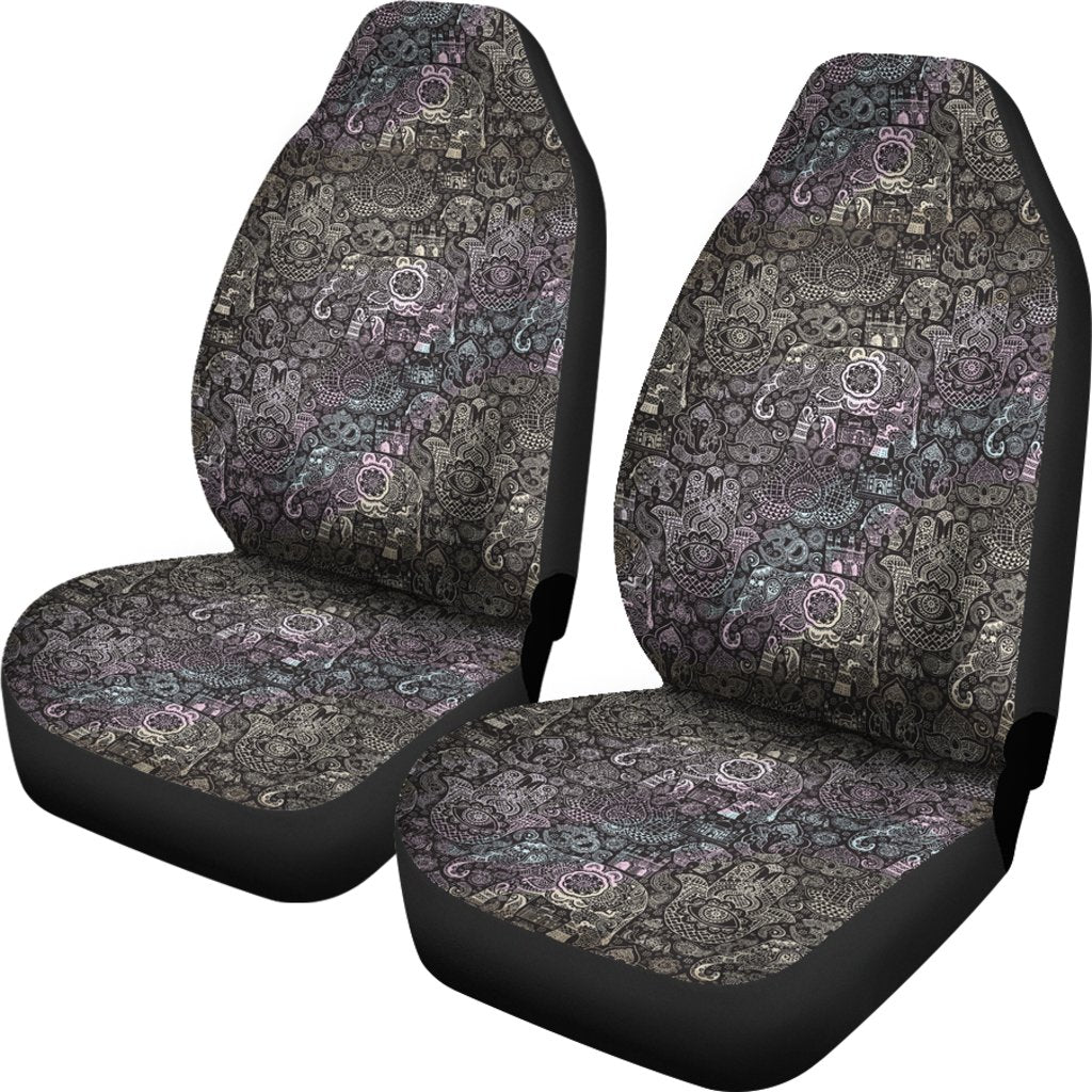 Hamsa Elephant Mandala Print Universal Fit Car Seat Cover-grizzshop