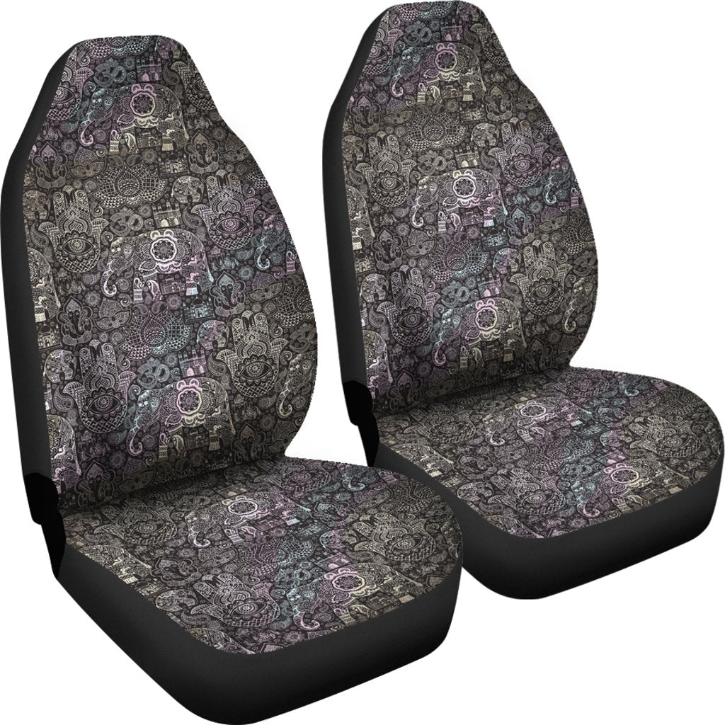 Hamsa Elephant Mandala Print Universal Fit Car Seat Cover-grizzshop