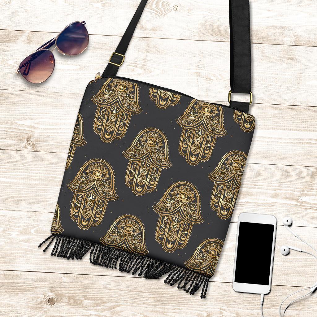 Hamsa Evil Eye Pattern Print Crossbody Bags-grizzshop