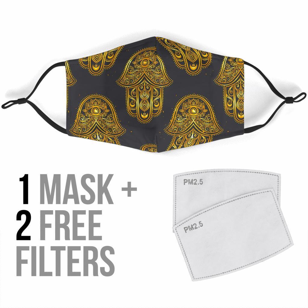 Hamsa Evil Eye Pattern Print Face Mask-grizzshop