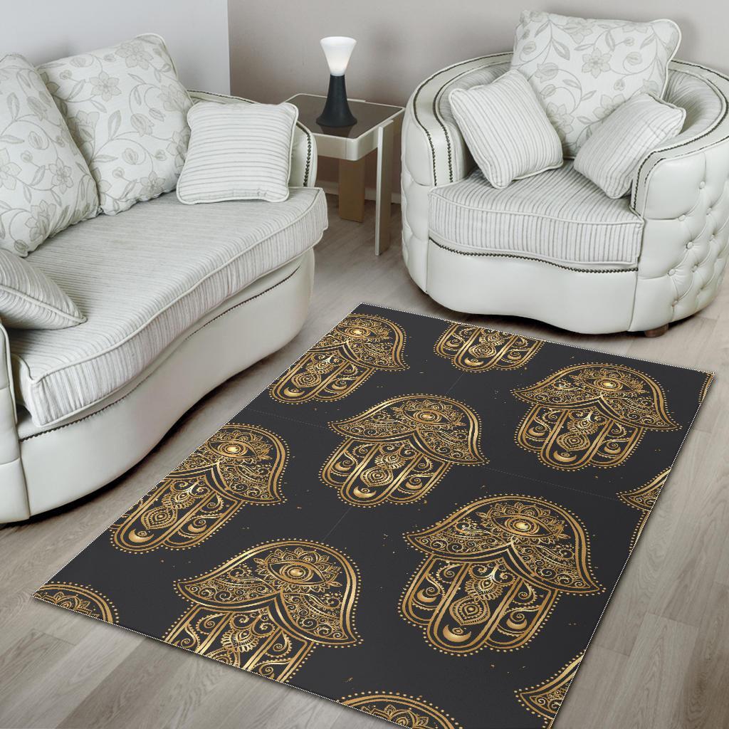 Hamsa Evil Eye Pattern Print Floor Mat-grizzshop