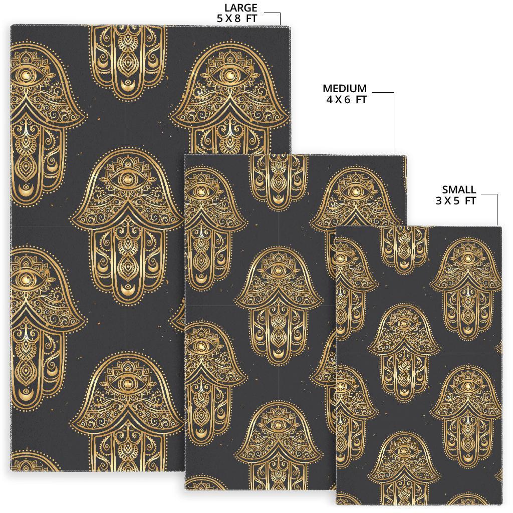 Hamsa Evil Eye Pattern Print Floor Mat-grizzshop