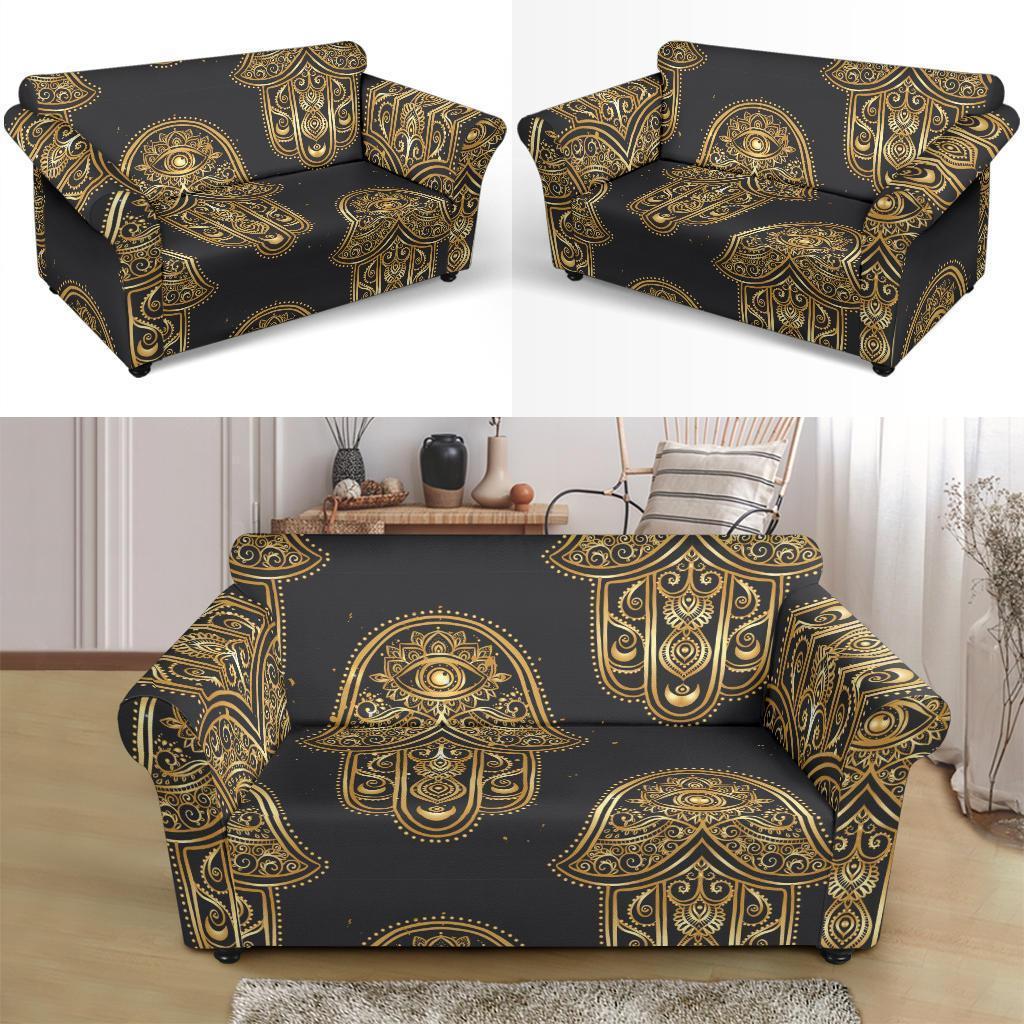 Hamsa Evil Eye Pattern Print Loveseat Cover-grizzshop