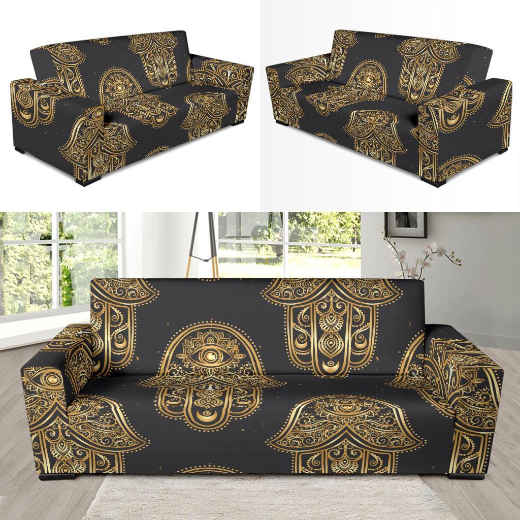 Hamsa Evil Eye Pattern Print Sofa Covers-grizzshop