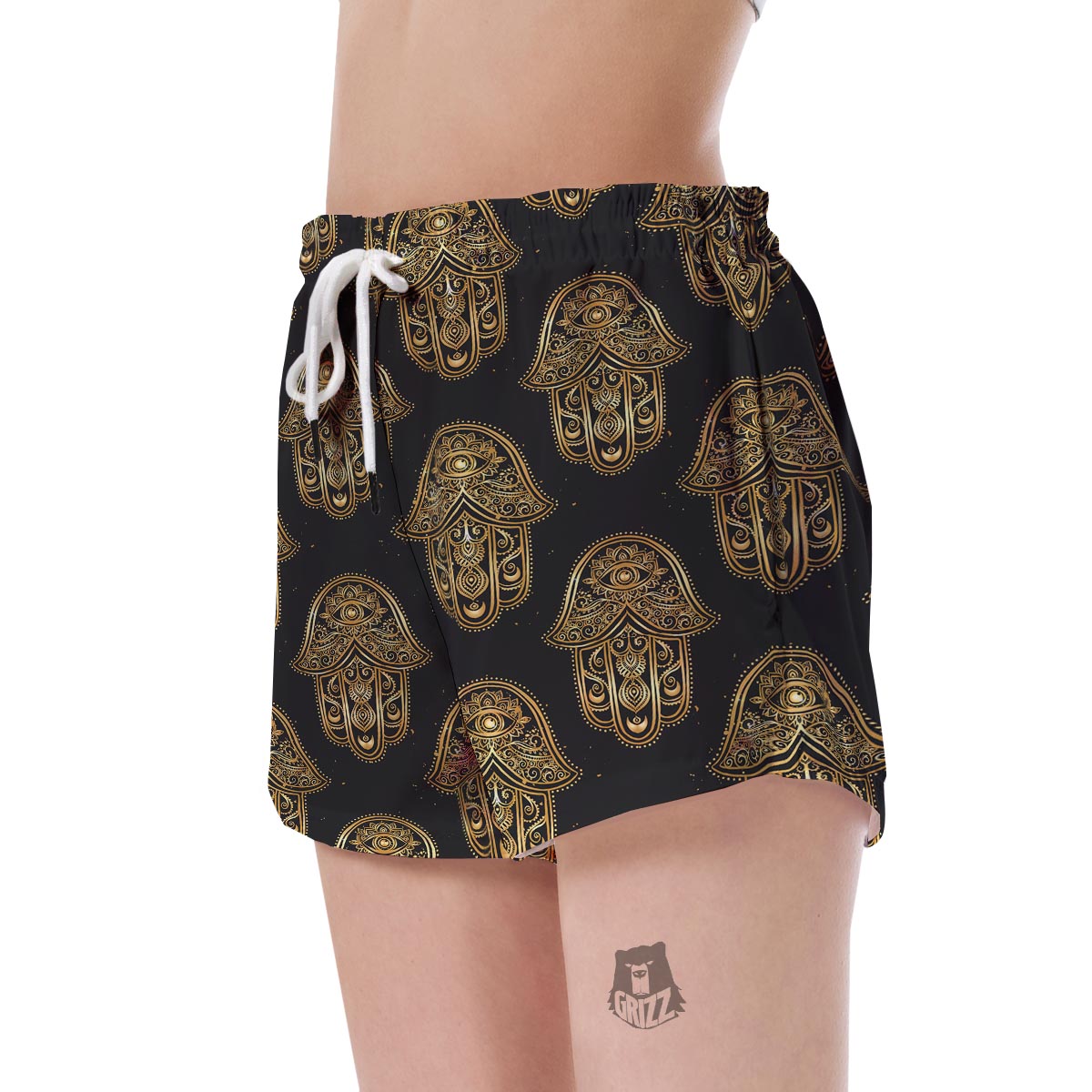 Hamsa Evil Eye Pattern Print Women's Shorts-grizzshop