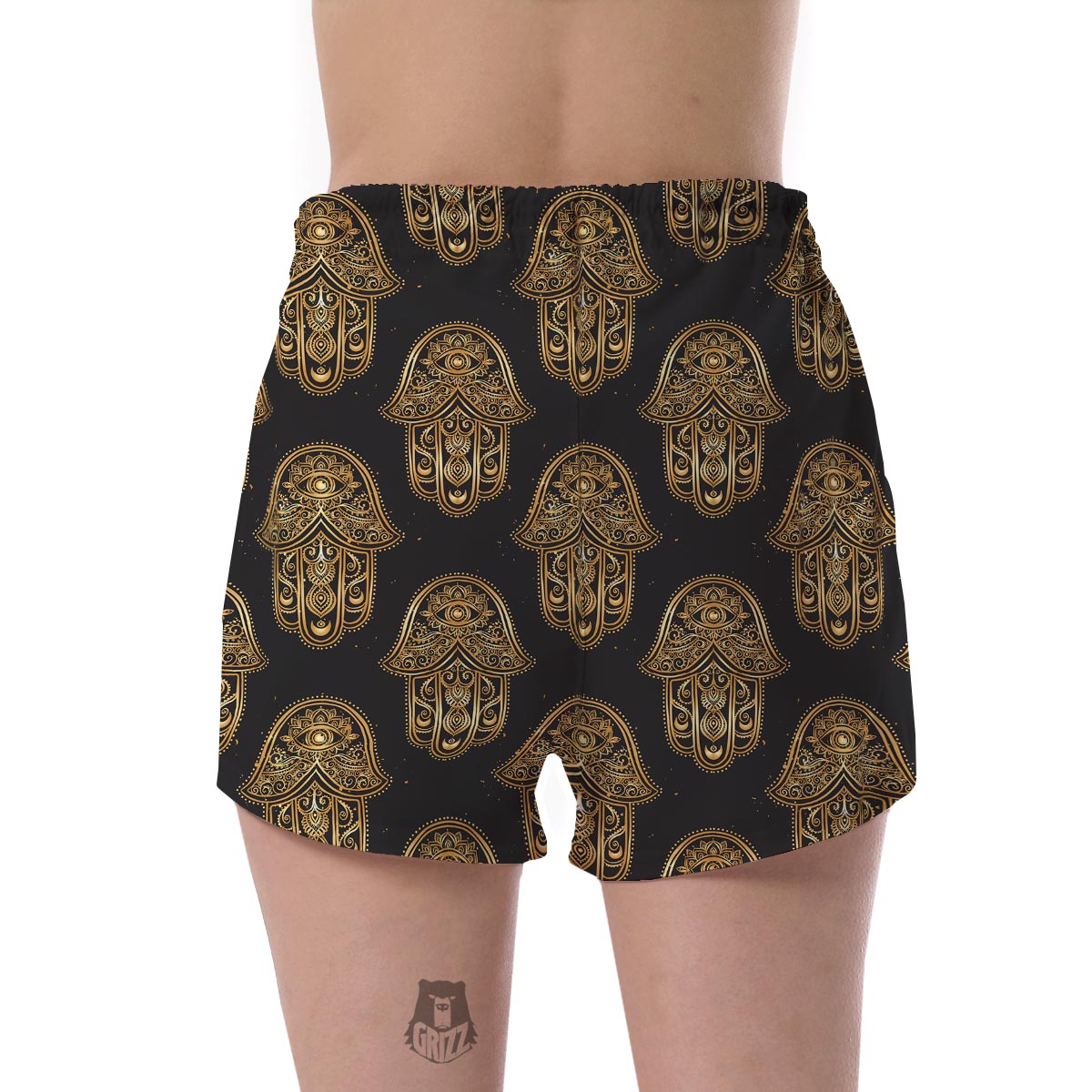 Hamsa Evil Eye Pattern Print Women's Shorts-grizzshop