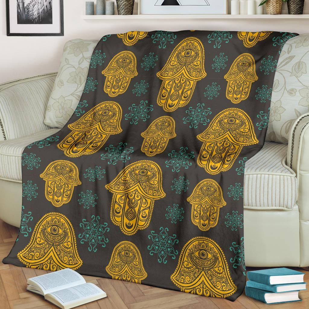 Hamsa Evil Eye Print Pattern Blanket-grizzshop