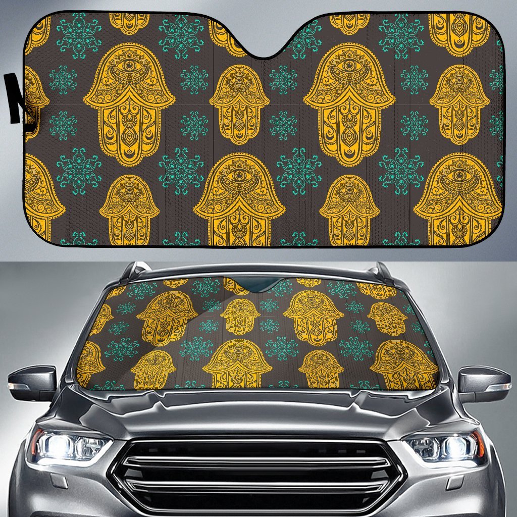 Hamsa Evil Eye Print Pattern Car Sun Shade-grizzshop