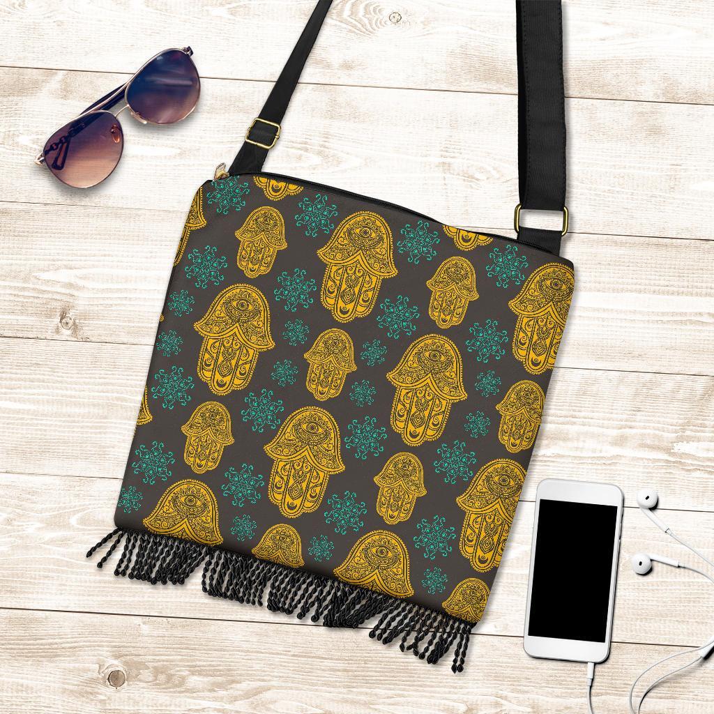 Hamsa Evil Eye Print Pattern Crossbody Bags-grizzshop