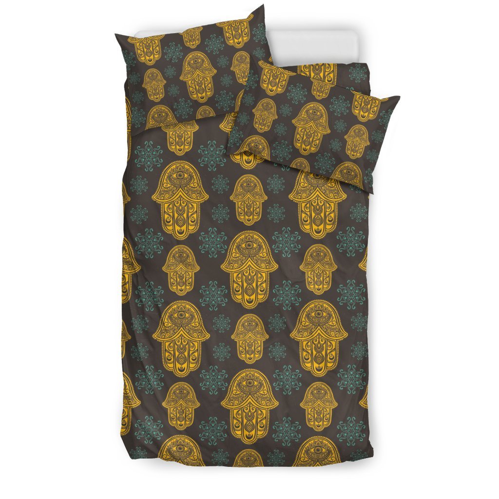 Hamsa Evil Eye Print Pattern Duvet Cover Bedding Set-grizzshop