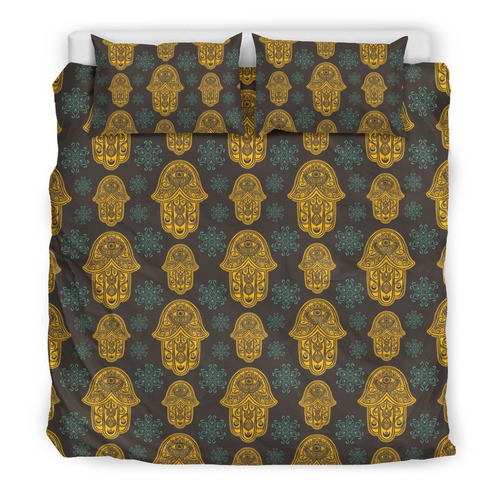 Hamsa Evil Eye Print Pattern Duvet Cover Bedding Set-grizzshop