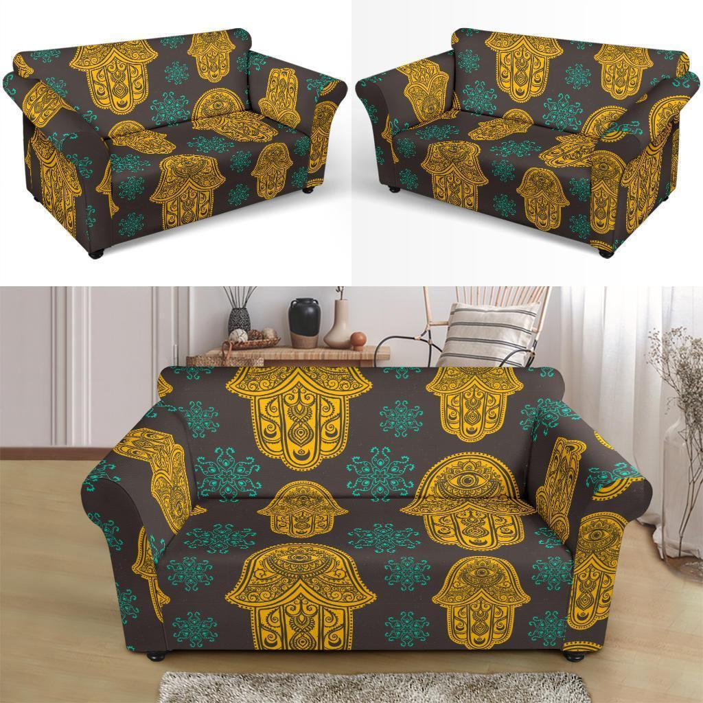 Hamsa Evil Eye Print Pattern Loveseat Cover-grizzshop