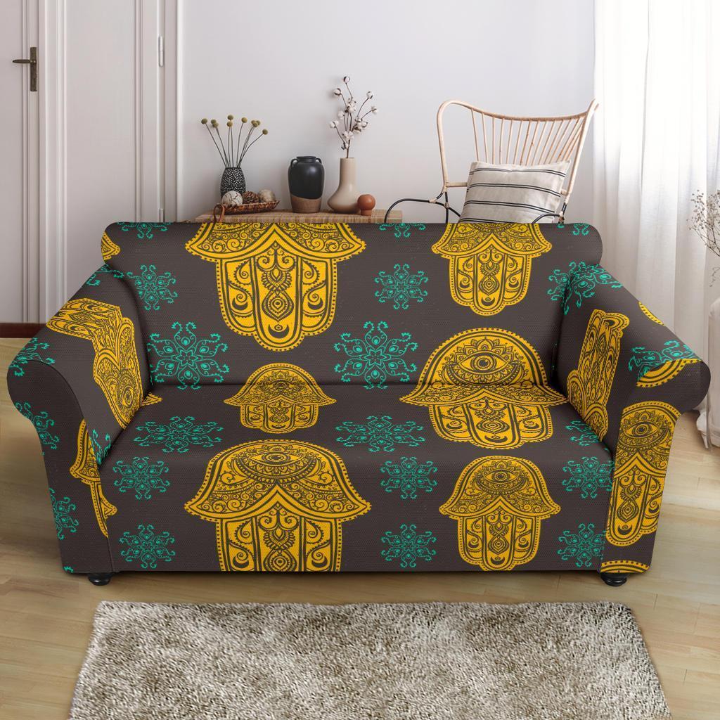 Hamsa Evil Eye Print Pattern Loveseat Cover-grizzshop